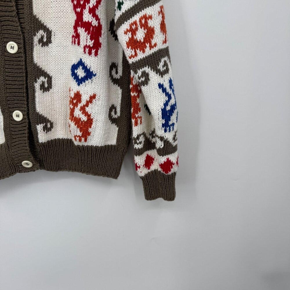 Vintage Andina graphic cardigan sweater  cotton white colorful size small woman’ - Picture 5 of 11